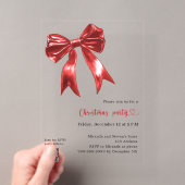 Rode strik heldere QR-code kerstfeest Acryl Uitnodigingen (Insitu (Draagbaar))