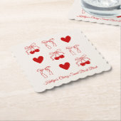 Rode Strik Kers Zoete Bruidsfeest Kartonnen Onderzetters (Gebogen)