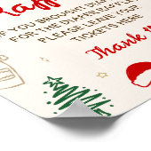 Rode strik Kerst Baby Shower Luier Raffle Poster (Hoek)