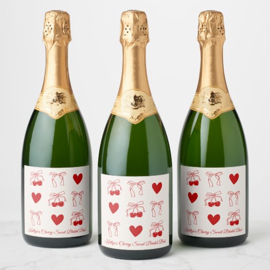 Rode Strik Kerst Bruidsdouche Champagne Etiket (Flessen)