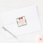 Rode Strik Kerst Bruiloft Feest Vierkante Sticker (Envelop)
