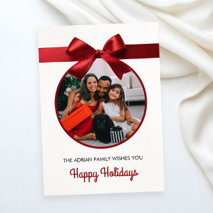 Rode strik kerst foto vakantie feestdagenkaart