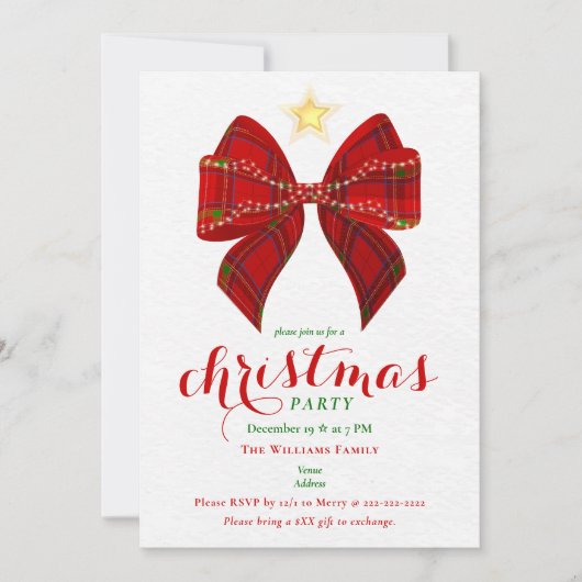 Rode strik kerst Friendsmas Kerst borrel Kaart (Voorkant)