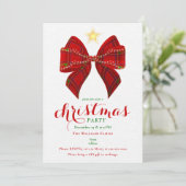 Rode strik kerst Friendsmas Kerst borrel Kaart (Staand voorkant)