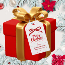 Rode strik kerst zakelijke cadeautag