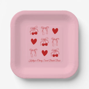 Rode strik kerst zoete bruiloftserving papieren bo bordje