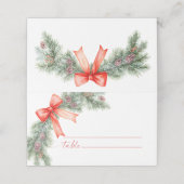 Rode strik kerstbruiloft plaatskaartje (Buitenkant ongevouwen)