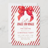 Rode strik kerstfeest met jingle en mingle kaart (Voorkant)