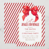 Rode strik kerstfeest met jingle en mingle kaart (Voorkant / Achterkant)
