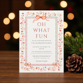 Rode strik Kerstfeest Party Kaart