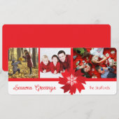 Rode strik Kerstgroet Plat Kerstkaart (Voorkant / Achterkant)