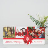 Rode strik Kerstgroet Plat Kerstkaart (Staand voorkant)