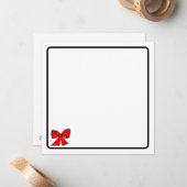 Rode strik kerstkaart notitiekaartje (Voorkant / Achterkant in situ)