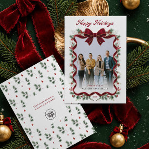 Rode strik kerstkaart zakelijke foto kaart