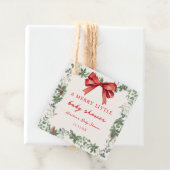 Rode Strik Kerstmis Baby Shower Bedankjes Labels (In situ)