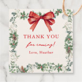 Rode Strik Kerstmis Baby Shower Bedankjes Labels (Achterkant)