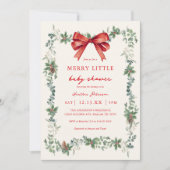 Rode strik Kerstmis Baby Shower Kaart (Voorkant)
