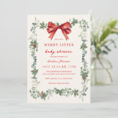 Rode strik Kerstmis Baby Shower Kaart (Staand voorkant)