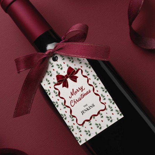 Rode strik Kerstmis Persoonlijke Favoriet Cadeaulabel