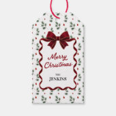 Rode strik Kerstmis Persoonlijke Favoriet Cadeaulabel (Voorkant)
