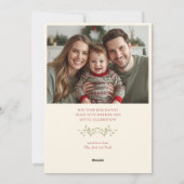 Rode strik krans foto feestdagenkaart (Achterkant)