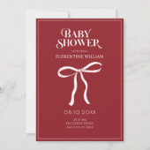 Rode strik lint Baby shower Kaart (Voorkant)