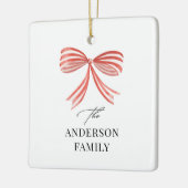 Rode strik lint Script Familie vakantiefoto Keramisch Ornament (Links)