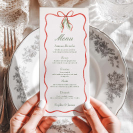 Rode strik lint winter bruiloft plat menu