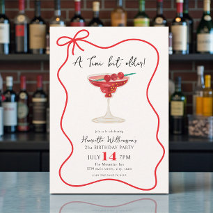 Rode strik martini cocktail verjaardagsfeest uitno kaart