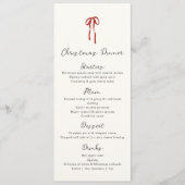 Rode strik, met de hand getekende kerstdinermaal menu (Voorkant)