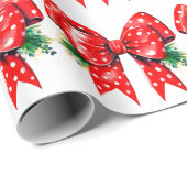 Rode strik met dennenbladeren wit inpakpapier (Rol Hoek)