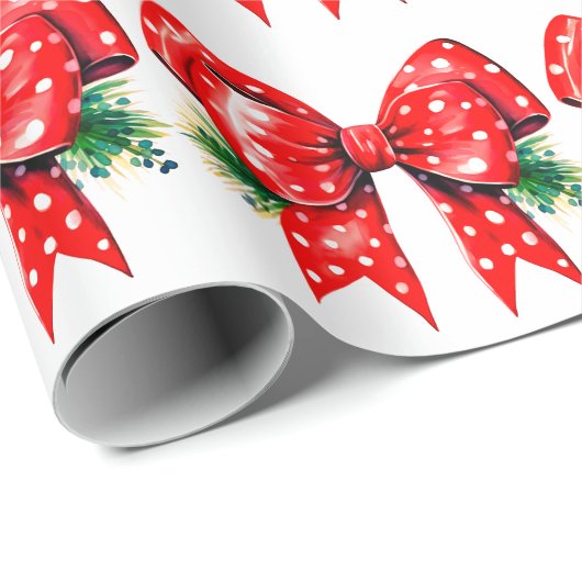 Rode strik met dennenbladeren wit inpakpapier (Rol Hoek)