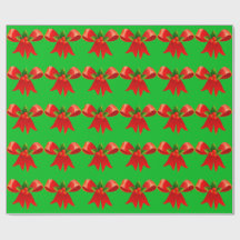 Rode strik met Holly Green Wrapping Paper