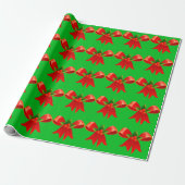 Rode strik met Holly Green Wrapping Paper Cadeaupapier (Uitgerold)