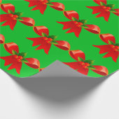 Rode strik met Holly Green Wrapping Paper Cadeaupapier (Hoek)