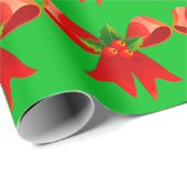 Rode strik met Holly Green Wrapping Paper Cadeaupapier (Rol Hoek)