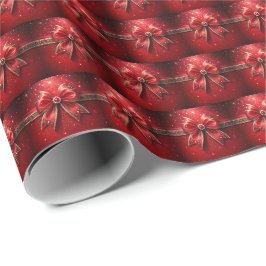 Rode Strik met Parels en Edelstenen Cadeaupapier