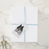 Rode strik met vonk cadeaulabel (Met Touw)