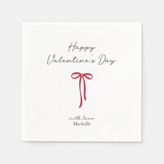 Rode strik op de witte grote Valentijnsdag Servet (Voorkant)