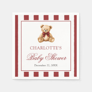 Rode strik teddybeer We Can Bearly Wait babyborrel Servet