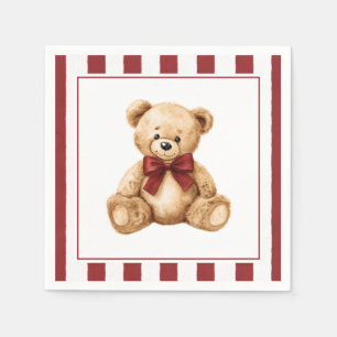 Rode strik teddybeer We Can Bearly Wait babyborrel Servet