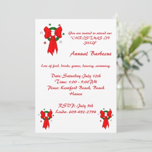 Rode strik - uitnodiging (Staand voorkant)