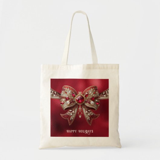 Rode Strik Vakantie Boodschappentas Tote Bag (Voorkant)