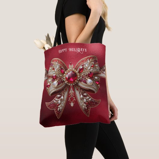 Rode Strik Vakantietas Tote Bag (Dichtbij)