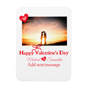 Rode strik valentijnsdag foto naam hart liefde  magneet