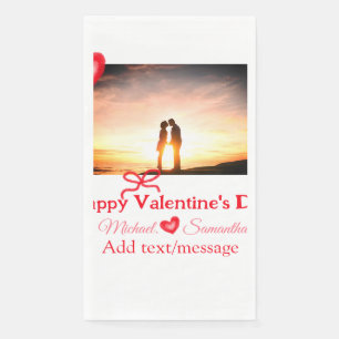 Rode strik valentijnsdag foto naam hart liefde  servet