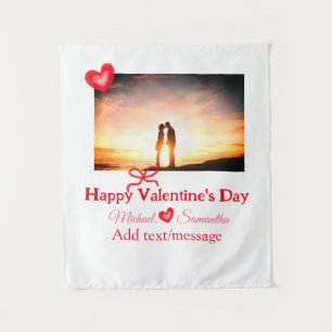 Rode strik valentijnsdag foto naam hart liefde  wandkleed