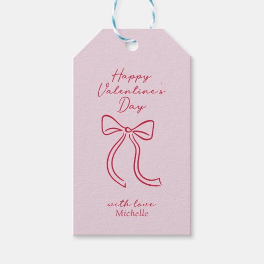 Rode strik Valentijnsdag Giftlabels Cadeaulabel (Voorkant)