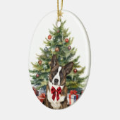 Rode strik vest Welsh Corgi hond kerst Keramisch Ornament (Links)
