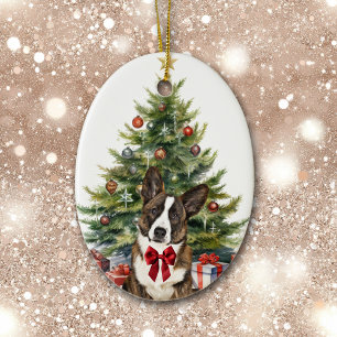 Rode strik vest Welsh Corgi hond kerst Keramisch Ornament
